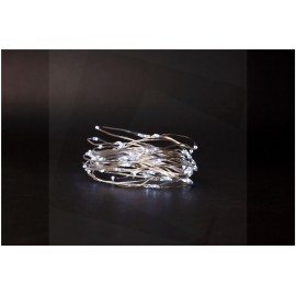 Χριστουγεννιάτικα Λαμπάκια Μπαταρίας 3AA Εσωτερικής Χρήσης IP20 80 LED Ψυχρό (6000Κ) σε ασημί καλώδιο χαλκού 4m