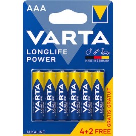 Μπαταρία Αλκαλική LR03 ΑΑΑ 1.5V 6 ΤΕΜ LONG LIFE POWER VARTA