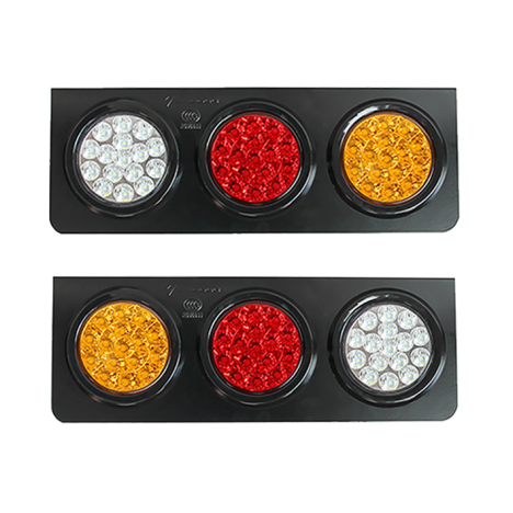 Φωτιστικό LED Τριπλό Στεγανό λευκο / κόκκινο / πορτοκαλί IP66 12V/24V για φορτηγά & οχήματα