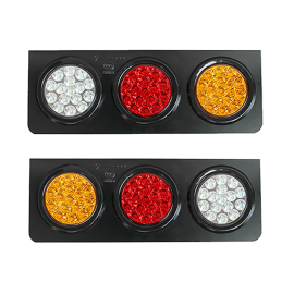 Φωτιστικό LED Τριπλό Στεγανό λευκο / κόκκινο / πορτοκαλί IP66 12V/24V για φορτηγά & οχήματα