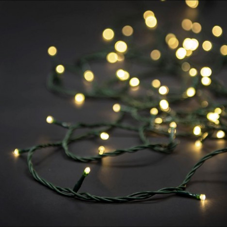 Χριστουγεννιάτικα λαμπάκια/φωτάκια 100 LED με επέκταση & πρόγραμμα πράσινο καλώδιο/λευκό φως
