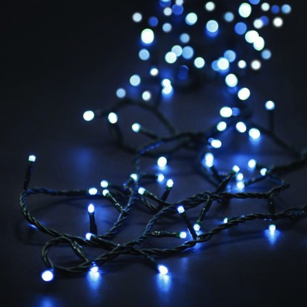 Χριστουγεννιάτικα φωτάκια 100 LED με επέκταση πράσινο καλώδιο/λευκό φως 31V