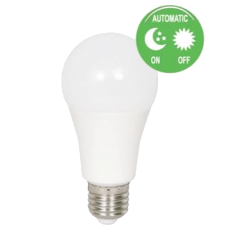 Λαμπτήρας LED Ε27 με φωτοκύτταρο ημέρας / ωύχτας 9W 6000K (ΨΥΧΡΟ) 230o 758Lm