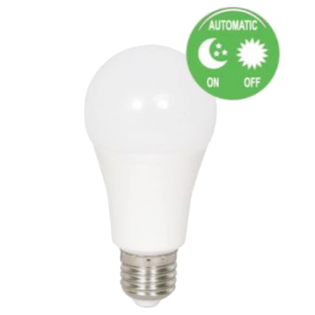 Λαμπτήρας LED Ε27 με φωτοκύτταρο ημέρας / ωύχτας 9W 6000K (ΨΥΧΡΟ) 230o 758Lm
