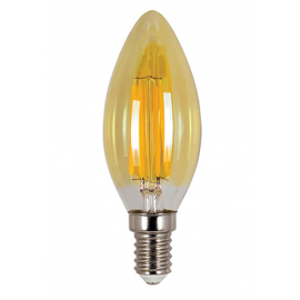 Λάμπα κεράκι LED Filament Amber E14 4W 2700K (ΘΕΡΜΟ) C35 360o 380Lm VIVA