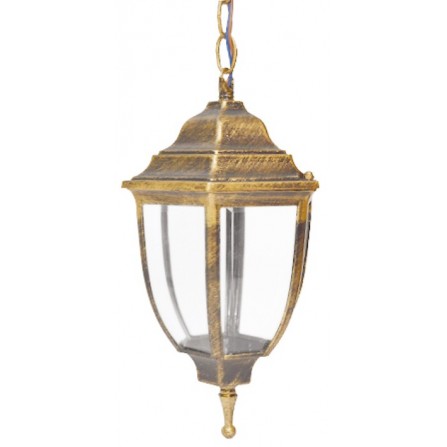 Απλίκα φανάρι αλουμινίου εξάγωνο χρυσό E27 κρεμαστό IP33 FIRENCE 1 P
