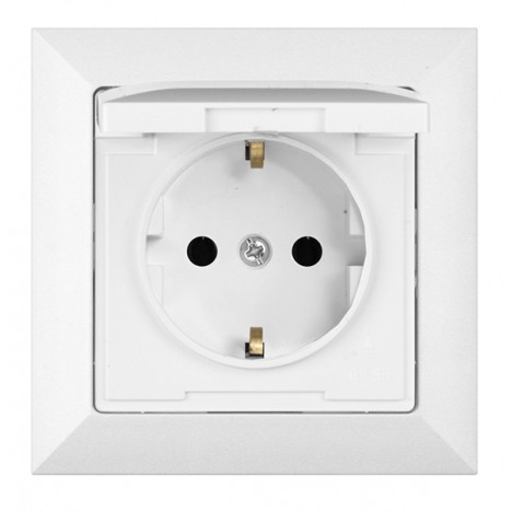 Πρίζα Σούκο με Καπάκι 2M 16A 250V Λευκή TIMEX